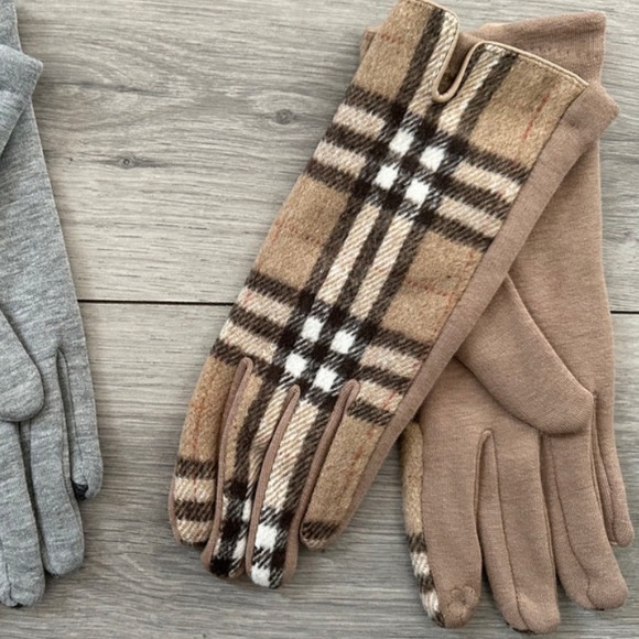 Check Plaid Touch Screen Full Finger Ladies Wool
Gloves with Fleece - Picture 2 of 2